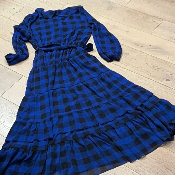 Woman’s Lauren Ralph Lauren blue/black  gingham prairie dress. Size 6. Like new! - Picture 6 of 6